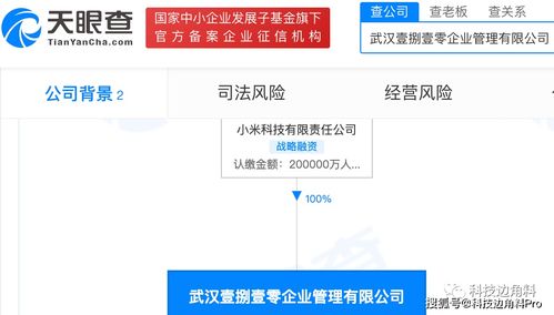 小米在武汉成立壹捌壹零企业管理公司,注册资本20亿