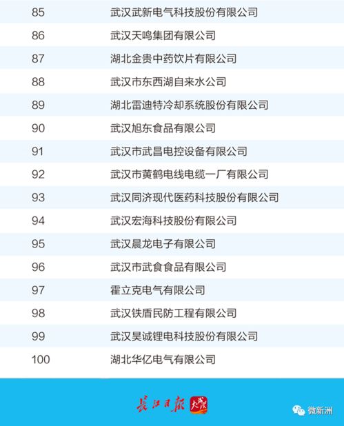 2021武汉企业100强名单公布 新洲多家企业上榜
